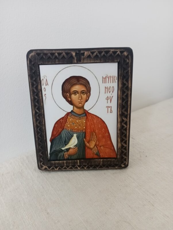 Ramă de masă cu icoana Sf. Neofit Pruncul DS 002
